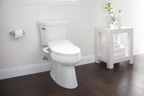 1.28 GPF Toilet Tank Only White With Left-Hand Chrome Trip Lever in modern bathroom setup
