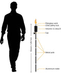 Diagram of a 55 Inch Outdoor Oil Torch Lamps Four Pack Rustproof Stainless Steel Citronella Torches with dimensions and features.
