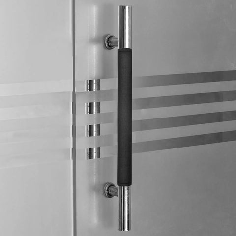 2 Pack Zippered Door Handle Covers For Commercial Doors, 11.5 Inch Length, black neoprene handle cover on glass door grip