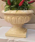 Durable Concrete Planter Mold 9.65 By 10.2 Inches, Reusable Cement Pot Mold for garden decor in beige with plant.
