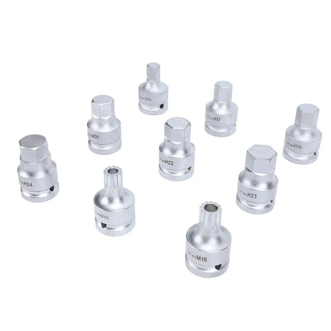Crucial 9 Piece Torvex Impact Socket Set With 3/4 Inch Drive Cr Mo Hex And Spline Bits For Auto Repair And Workshop Maintenance From M16 To M18 Fasteners Plus Storage Box Included, hex and spline sockets