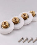 No Hassle Top Shelf Heavy Duty 23Mm Shower Door Rollers Wheels 4 Pc Replacement Parts For Sliding Glass Bathroom Track with screws.