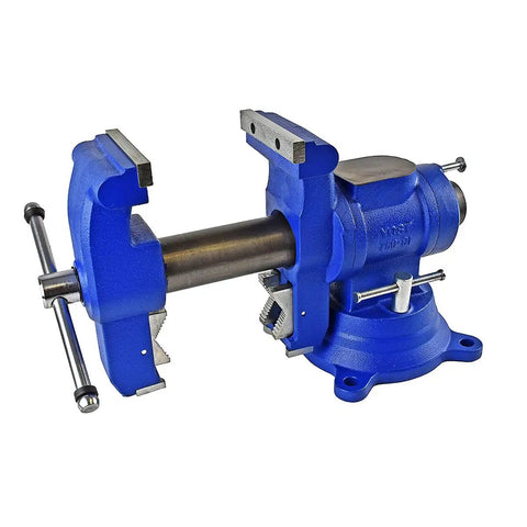 Heavy Duty 5 Inch 2 In 1 Bench And Pipe Vise With Rotating Dual Jaw System, Secure Grip And Swivel Base, Built From Ductile Iron And Hardened Steel For Beefy Durability And Versatility