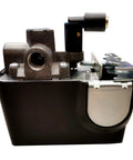 Beefed Up Replacement Pressure Switch Compatible With Porter Cable Air Compressors 105 To 135 Psi Dual Voltage 120 240 Volt 26 Amp 4 Port Quick Connect Fitting Runs Smooth Through The Grind side view of pressure switch with black housing and metal components