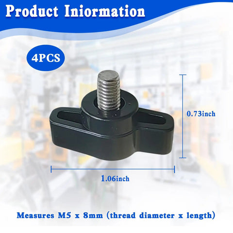 Heavy Duty 4 Pack Rip Fence Lock Knobs And Easy Grip Edge Guide Handles For Cordless Circular Saws Replaces 313678001 close up showing dimensions and details.