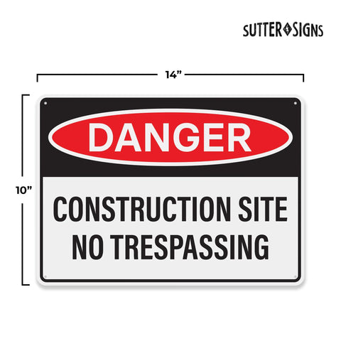 Four Pack Danger Construction Site Signs 14 By 10 Inches Waterproof Plastic Durable Warning Signs For Hazard Areas No Trespassing Heads Up High Visibility Notice For Job Sites With Bold Text And Long Lasting Construction.