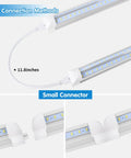 Close-up of 2 Foot LED Shop Light 25W 6500K 3200LM Beast Bright Clear Cover T8 Fixture showing small connector options