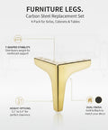 Replacement T Shaped Carbon Steel Furniture Legs Set for Sofa Cabinet and Table Frames with gold and black dual finish