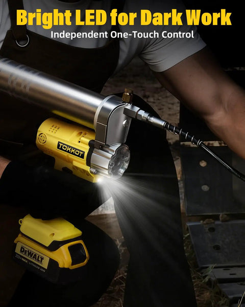 Cordless Electric Grease Gun With LED Light Beastly Power Up To 14000 PSI 12 Inch Hose And 6 Inch Couplers Compatible With DeWalt 20V
