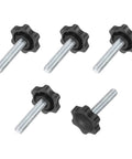Rock Solid 5/16-18 Black Star Knobs 5 Pack Heavy Duty Plastic Male Thread Clamping Screws for Industrial Furniture and Jigs
