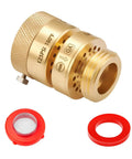 Lead-Free 1 And 1 Sixteenth Inch Fine Thread Female Self-Draining Vacuum Breaker Backflow Preventer Kit With Washers Sealing Tape For Garden And Indoor Spigots Easy Install For Quick Fit shown with components
