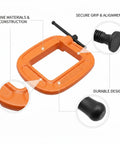 Heavy Duty Iron G Clamp With Massive 3 Inch Jaw, secure grip and durable design, ideal for woodworking assembly.
