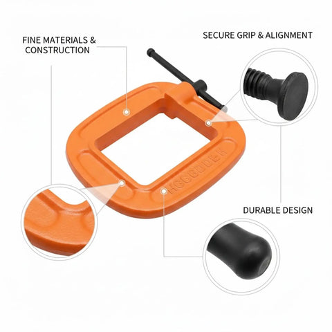 Heavy Duty Iron G Clamp With Massive 3 Inch Jaw, secure grip and durable design, ideal for woodworking assembly.