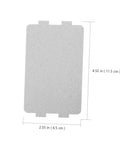 10 Pcs Heat Resistant Microwave Mica Sheets And Waveguide Covers insulation plate shown with dimensions for kitchen use.