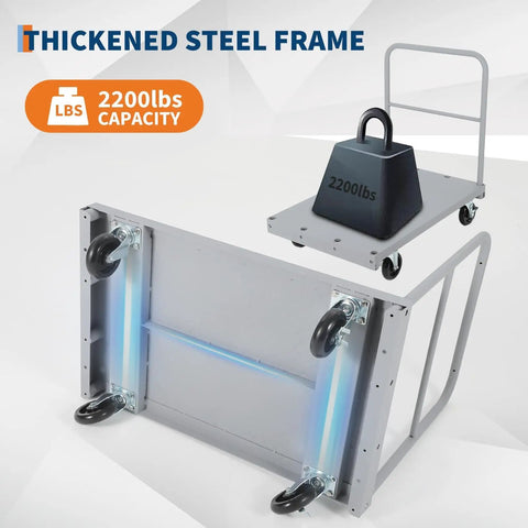 Beefed Up Heavy Duty 36x24 Inch Steel Panel Cart 2 In 1 Industrial Platform Truck With 2200 Lbs Capacity Drywall Dolly shown disassembled
