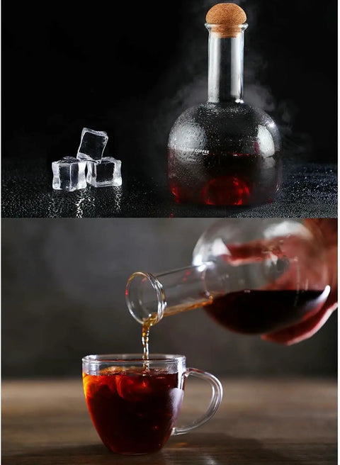 Skip The Coffee Shop Line With This Adjustable Cold Brew Drip Tower Featuring A Precision Flow Valve And Durable Heat Resistant Stainless Rack For Silky Homemade Sips, serving cold brew into a glass.