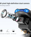 Close-up of dual 4K camera system on quadcopter showcasing lens components, highlighting 1080P Dual HD Camera FPV Quadcopter features.