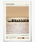 Hanalei Bay Sunset Outrigger Canoe Silhouette Canvas Print Wall Art Dope Coastal Ocean Landscape Poster For Living Room, Bedroom