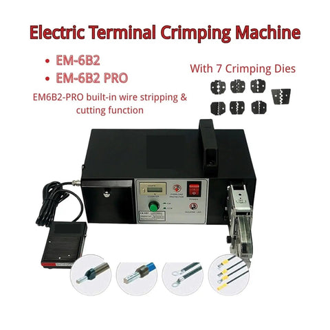 Heavy Duty Electric Terminal Crimping Machine Gets The Job Done Right With Seven Quick Swap Dies And Lightning Fast Motor for secure wire connections.