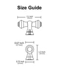 Size guide for Solid Antique Brass Cabinet Knobs 10 Pack 2.1 Inch 55mm Cabinet Hardware with dimensions and measurements.
