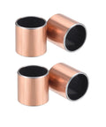 Self Lubricating Sleeve Bearings 7/8 In Bore X 1 In OD X 1 In Length, Oilless Bronze Coated Bushings With Carbon Steel Core, 4 Pack For Small Machinery, Durable, Low Maintenance, Smooth Operation, four bushings shown