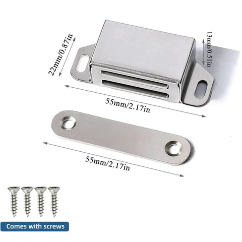 10 Pack Mini Cabinet Magnetic Catch Latches For Doors And Drawers Stainless Steel 55mm with screws