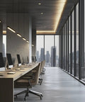 Modern office workspace with smooth gliding black nylon twin wheel casters for furniture trolleys cabinets lockers indoor outdoor.