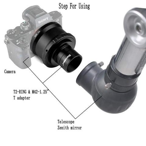 T2 Ring and M42 To 1.25 Inch Telescope T Adapter For Sony NEX Cameras fits 1.25 inch telescopes, setup demonstration
