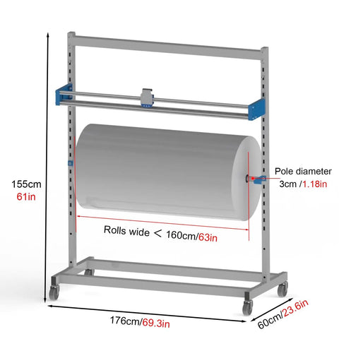 Badass Heavy Duty Steel Bubble Wrap Dispenser Stand With Razor Edge Cutter and Automatic Tension Brake, holding large roll.