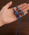 Hand holding blue Fencing Foil Cord For Epee Mask With Clamp Clear Body Cable Wire Head Clip Portable Training Wire Accessory