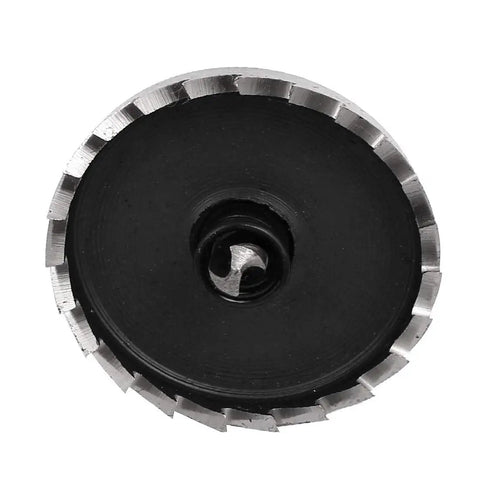 Pro Grade Two Piece 42mm Hole Saw Set With 6mm Drill Bit, 69mm Overall Length, close-up of blade design for metal wood PVC cutting