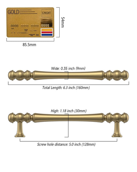 Champagne Bronze Cabinet Pulls 10 Pack 5 Inch Center To Center 128 Mm Heavy Duty Brushed Bronze Drawer Handles with dimensions