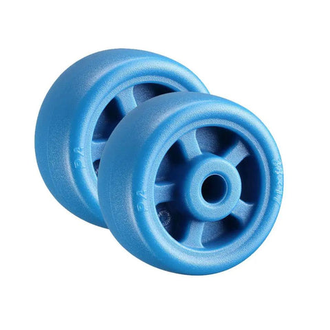 Rollin Tough Heavy Duty Castor Wheels Four Pack With Slick Nylon Rollers And Beefy Steel Mounting Plates For Couch Moves Shop Gear Ups And Weekend Hustles Delivering Smooth 360 Spin In Bright Blue - close-up of nylon rollers
