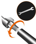 Close-up of drill bit and wrench from Door Lock Installation Kit With Mortising Jig And Drill Bits For Wooden Doors, Heavy Duty Lock Mortiser Tool Set