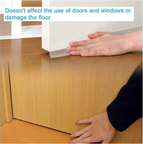 Hands installing Door Bottom Seal Strip for Glass Doors and Shower Enclosures on wooden surface