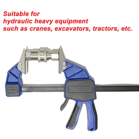 18 Inch Quick Coupler Hand Clamp Carbon Steel With Four Duo Jaw Sets Two By One Half Inch And Three Quarter Inch Two By Seven Eighths Inch And Three Eighths Inch Jaws For Hydraulic Pipe Clamps Quick Mate Coupler Tool For Excavators Tractors And Cranes