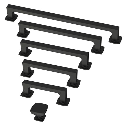Matte Black Cabinet Handles 5-1/16 Inch Center To Center 128mm Pulls for drawers kitchen cabinets doors and dressers, assorted sizes