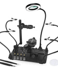 Helping Hands Soldering Third Hand 2 In 1 Solder Work Station With XYZ Axis Microscope Stand Magnifier Lamp and Heavy Duty Base