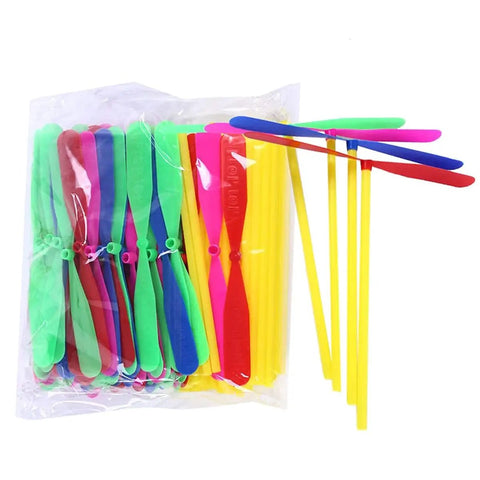 Flying Helicopter Toy Set With 20 Propellers And 20 Rods Hand Rub Helicopter For Outdoor Fun Kids Gift Random Color Bamboo