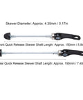 Pair Of Quick Release Bike Skewers QR For MTB And Road Bikes Front 150mm And Rear 190mm clip bolt lever axle set black