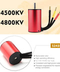 4800KV Brushless Motor 4 Pole 12 Slot Hi Torque Sensorless Drive With 25A ESC for RC cars, shown with removable rotor and cables