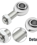 3/4 Inch Heim Joint Rod End Kit Set With Chromoly Joints Panhard Bar And Steering Shaft Support For Suspension Traction Bars Right And Left Hand Thread Durable Heat Treated Chrome Plated With PTFE Liner close-up threaded rod end with jam nut