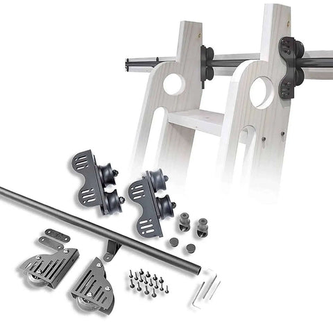 Sliding Barn Door Kit With Ladder Rail System for Double Interior Doors includes ladder and hardware