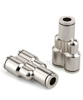Push In Heavy Duty Pneumatic Fittings Tee And Straight Union Set One Quarter Inch OD Copper Nickel Plated Y Style Push To Connect