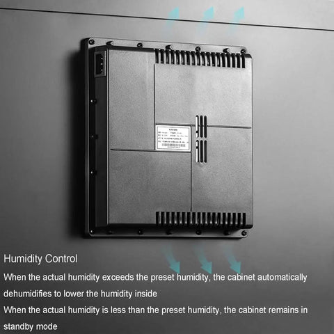 Top Tier 3D Printer Filament Dryer Box With Smart Auto Humidity Control And Zap Ptc Heating For Two Spools back panel showing humidity control features.