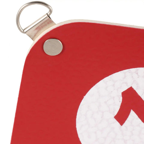 Close-up of a mounting hook and smooth edge on the Sturdy Indoor Hanging Fencing Practice Target With Dope Double Sided Rubber Surface