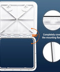 Heavy Duty ABS Marine Deck Hatch Built Tough For Weekend Warriors And Captain Crews Featuring Bullet Proof Rubber Weather Seal And Lockdown Recessed Handles Delivers In Pristine White open view showing seal and flange cover.