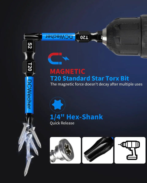 10 Pack 2 Inch T20 Torx Bit Set For Impact Driver Magnetic Star design, pro grade S2 alloy steel, 1/4 inch hex shank, CNC machined tips