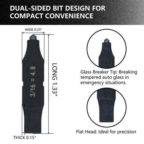 Dope Glass Breaker Bit Set With Love Heart Bit Holder For Leatherman Multitools with dual-sided design and specs illustration