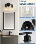 Detail image of Snag This Top Shelf Matte Black Two Light Bathroom Vanity Fixture With Clear Glass Shades, showing socket and glass.